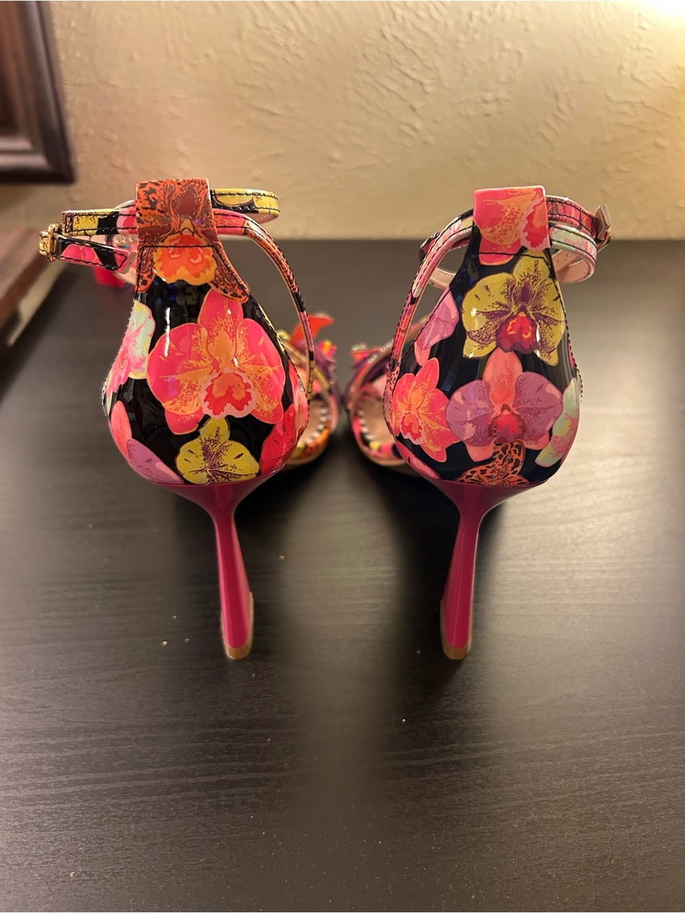 Betsey Johnson Multicolor Floral Embellished Ankle-Strap Heels - Picture 6 of 14